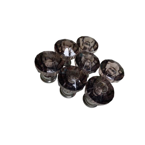 Set of 7 Purple and Silvertone Crystal Knobs Drawer Pulls 25mm 1" New - Picture 4 of 6